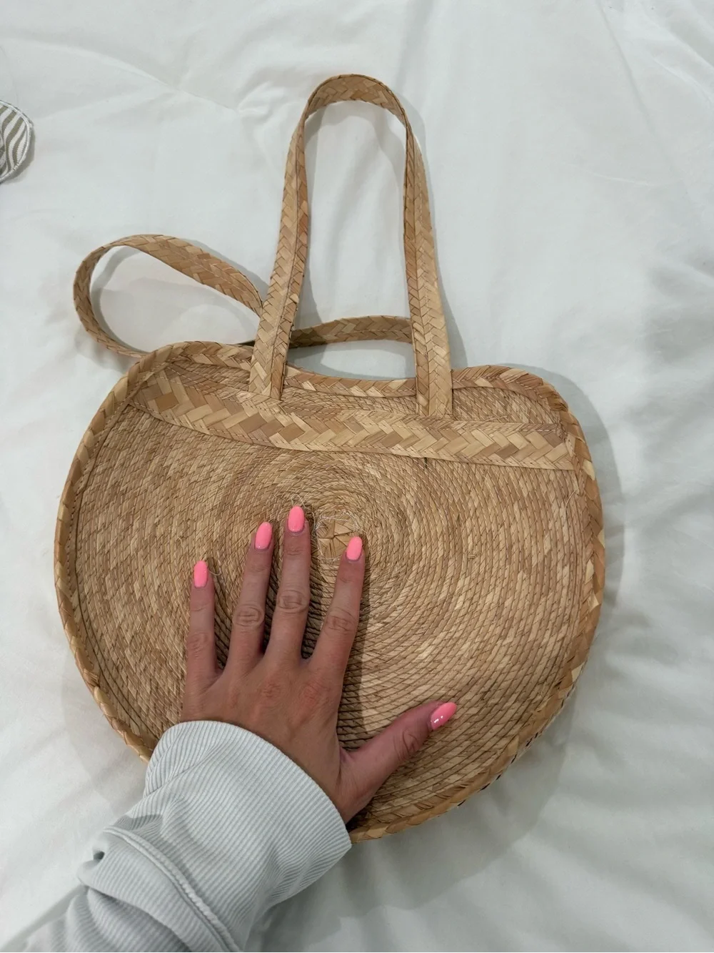Natural Woven Straw Tote Bag - Beige
